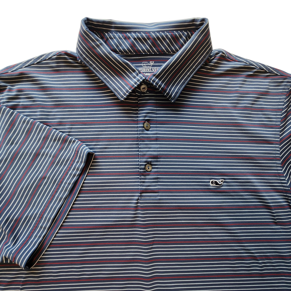 Vineyard Vines Performance Polo Blue Striped sz XL